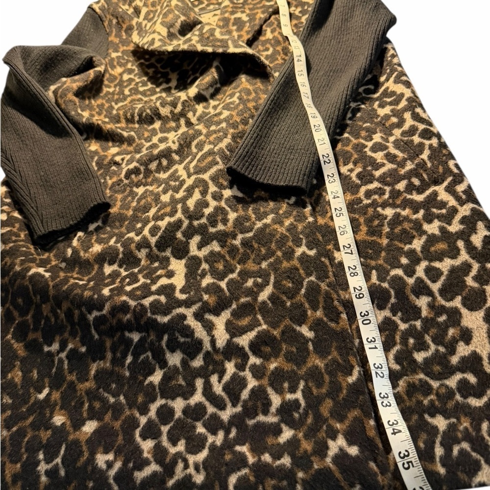 Kenneth Cole New York Cheetah Print Sweater Sleeve Coat Sz Lrg - Picture 9 of 11
